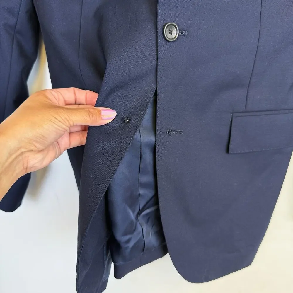 J.Crew Mens Ludlow Lora Piana Wool Slim Fit Suit Jacket Navy Blue - 38 38R